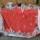 Horaldaily Christmas Tablecloth 52×70 Inch, Winter Snowman House Christmas Trees Red Washable Table Cover for Party Picnic Dinner Decor