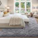Merelax Soft Modern Indoor Large Shaggy Rug for Livingroom Bedroom Dorm Kids Room Home Decor, Non-Slip Plush Fluffy Furry Fur Area Rugs Comfy Nursery Accent Floor Carpet 9x12 Feet, Grey