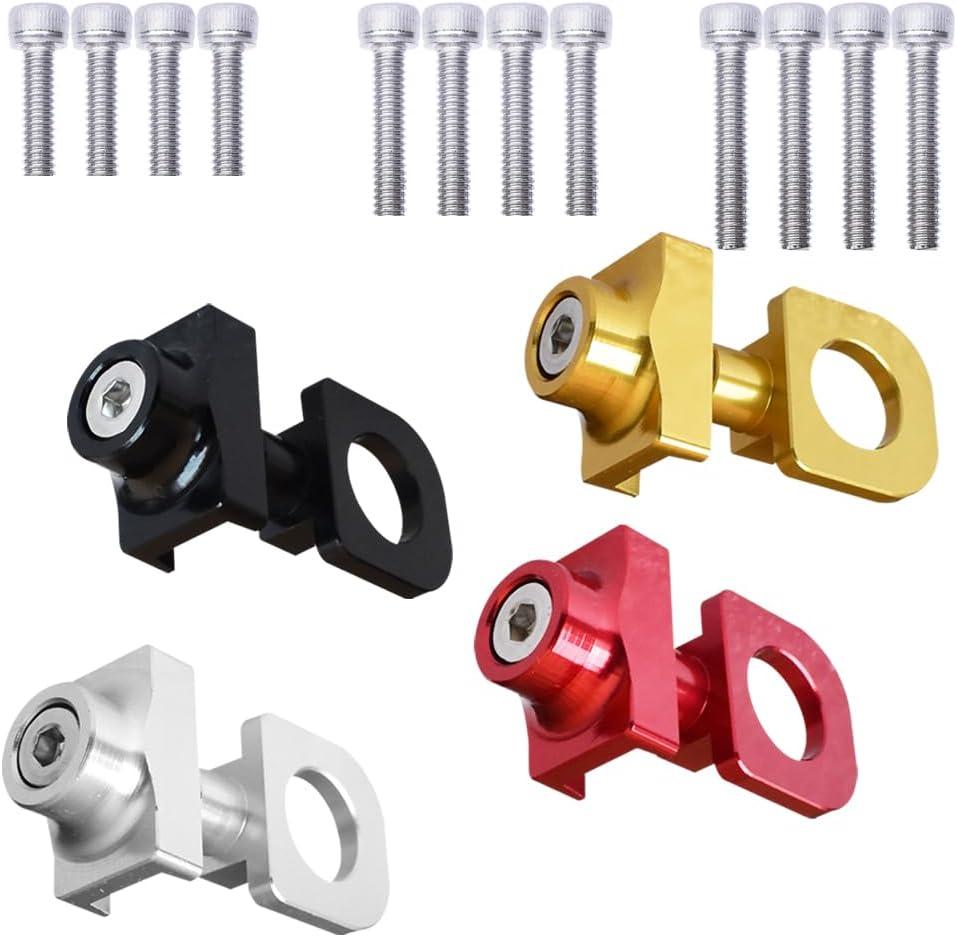 4 Sets Bike Chain Adjuster 4 Colors Bicycle Chain Tensioners Fixing Buckle Wheel Fastener Cycling Regulator Aluminum Alloy Black Red Gold Silver for Single Speed Bike