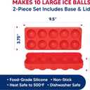 HIC Kitchen Cannonball Silicone Ice Cube Tray, Non-Stick, Makes 10 Large Ice Balls