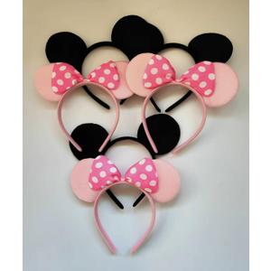NEWTGAN 6pcs Mouse Ears Headbands for Birthday Party Theme Park Costume Play Celebration for Boys and Girls, Black Pink