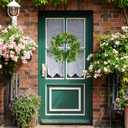 YNYLCHMX 18" Spring Summer Wreaths for Front Door, Artificial Floral Wreath with Mixed Berries Olives and Eucalyptus Leaves, Green Foliage Wreath for Wall Window Farmhouse Party Holiday Home Decor