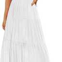 ZESICA Women's 2026 Summer Casual Flutter Short Sleeve Crew Neck Smocked Elastic Waist Tiered Midi Dress Size S