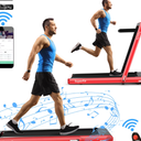 SuperFit 4.75HP 2 In 1 Folding Treadmill W/Remote APP, Red