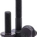 M10-1.5 x 45mm Flanged Hex Bolts Screws, 10.9 Grade Alloy Steel Hexagon Flange Bolts for Machinery Automotive, Black Oxide Finish, Partial Thread, 10 PCS
