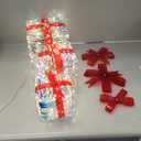 Lulu Home Set of 3 Christmas Lighted Gift Boxes, Pre-lit 140 LEDs Light Up Boxes with Red Bows, Plug-in Lighted Xmas Boxes with Timer for Christmas Trees Holiday Display Party Indoor Yard Lawn Decors (Colorful-Strips)