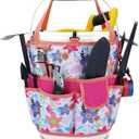 KUNN 5 Gallon Organizer 18-Pocket Tool Bag with Hangable Handle, Heavy-Duty Garden Tool Organizer Bag for Gardening Tools, Fits 3.5-5 Gal Buckets, Includes Comfort Grip Pad, Red