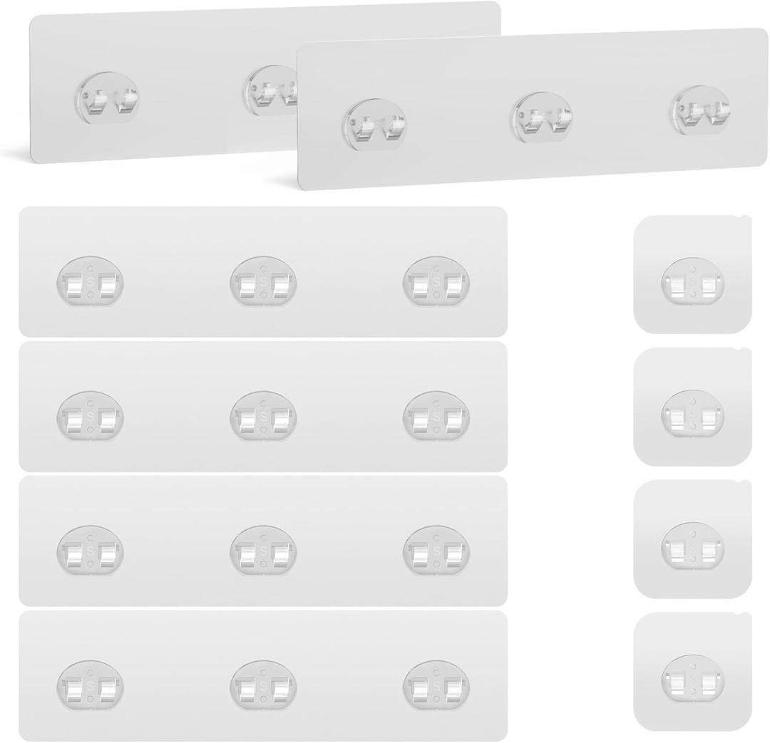 Lsnisni 10 Pack Shower Caddy Adhesive Replacement, Strong Adhesive Hooks for Shower Caddy, Waterproof Adhesive Strips, No Drilling, for Bathroom Storage Shelves and Kitchen Racks