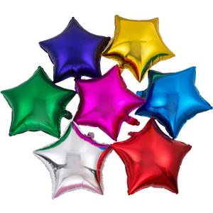 MOWO 50pcs Star Shaped Foil Balloons, 18' Helium Mylar Balloons, Self Sealing, Reusable, Assorted Color, For Party, Birthday, Wedding Decoration
