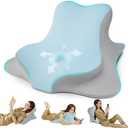 Reading Pillow for Bed, Lying, Leaning and Prone, Ergonomic Memory Foam Bed Wedge Pillow for Headboard, Chin & Back Support Pillows on Bedrest Couch Floor- Blue