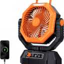 AJVV Camping Fan, Portable Fans Rechargeable 20000mAh Battery Powered with LED Light and Hook, 13 Speed 270Adjustable and Dual-Blade High Wind, Outdoor Fan for Indoor, Tent, Outdoor, Camping,Travel (Orange)