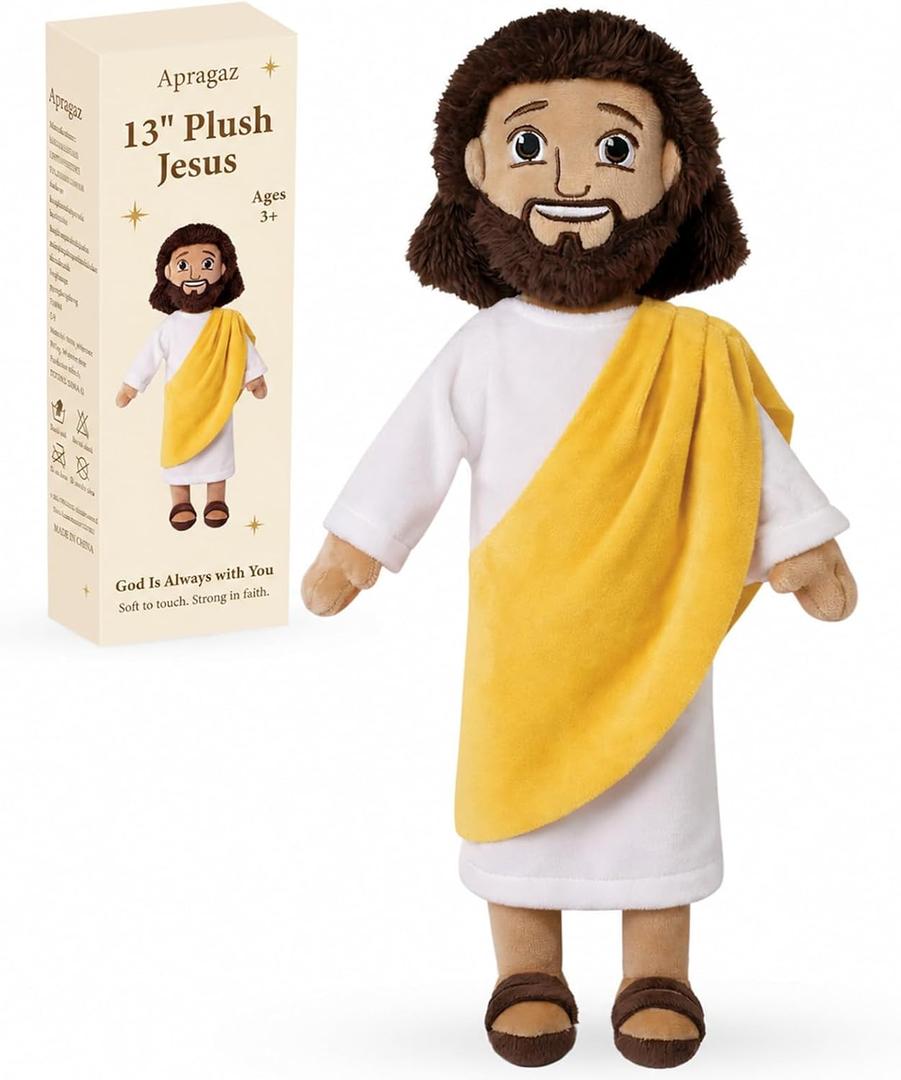 Apragaz 13" Jesus Plush Doll, Jesus Plushies for Kids, Soft & Comfort Christian Toy, Christian Faith Plushie Faith-Based Gift for Boys Girls, Sunday School, Bible Learning