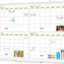 Dry Erase Calendar for Wall 4 Month, WALGLASS 36" x 24" Large Double-Sided White Board Calendar, Dry Erase Monthly Planner Board, Silver Aluminum Frame Hanging Wall Mounted for Office Home School