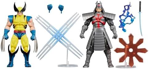 Marvel Legends Series Gamerverse Wolverine vs Marvel's Silver Samurai, Retro Video Game -Inspired Collectible 6-Inch Action Figures 2Pcs