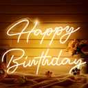 Tujoe 30" x 21" Happy Birthday Neon Sign Large Happy Birthday LED Neon Light Signs with Dimmable Switch 12V Power Adapter for Party Wall Decoration Bar Rave Home Decor Backdrop(Warm White,30" x 21")