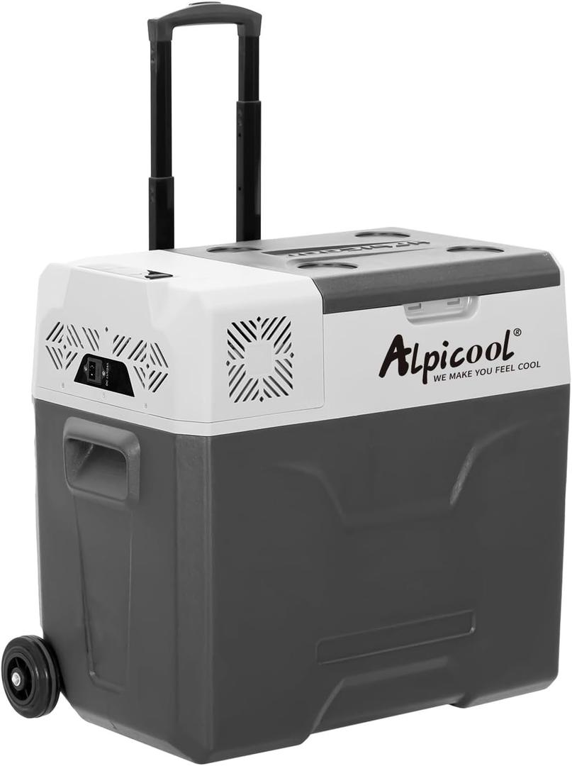 Alpicool ECX30 Portable Refrigerator 29 Quart(27.8 Liter) with Trolley Vehicle, Car, Truck, RV, Boat, Mini Fridge Freezer for Driving, Travel, Fishing, Outdoor-12/ 24V DC
