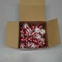 Haull 50 Pcs 1.18 Inch Red and White Christmas Balls Ornaments Mini Hanging Christmas Tree Decorations Small Xmas Balls Decorative Ornaments with Hanging Loop for Holiday Wedding Party