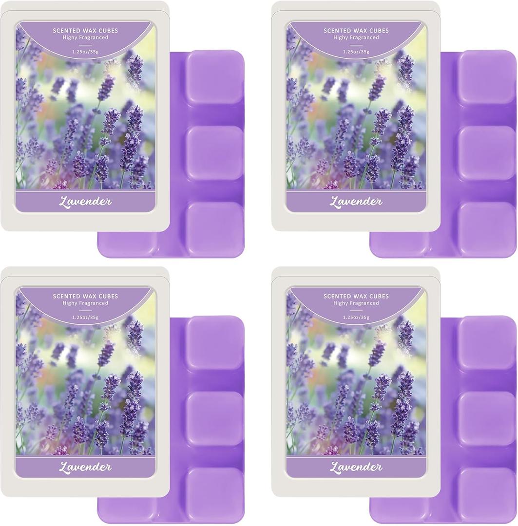 STRN Wax Melts Soy Wax Cubes 4 Pack Lavender Scented, Long-Lasting Fragrance Scented Wax Cubes for Warmers Natural Soy Wax for Candle Wax Melts (4 x 1.25oz)