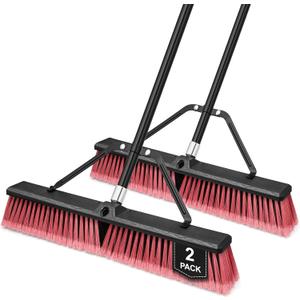 TidyBliss 2 Pack 24” Push Broom Outdoor Heavy Duty with 63” Long Handle