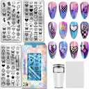 PH PandaHall 125 Patterns Punk Style Nail Stamping Plate 3pcs Heart Bows Nail Art Templates Lightning Star Nails Art Stencils Butterfly Nails Image Plate for Women Manicures Salon Print Design
