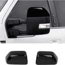 JeCar Black Rearview Mirror Cover Top Half Compatible with Ford F250 F350 F450 F550 2017-2023, Side Mirrors Shell Trim, Double-sided Tape Installation