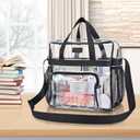 Bagenius Clear Tote Bag Stadium Approved, Game Day Satchel Bag with Non-detachable Reinforced Strap for Concert, Work, Sport