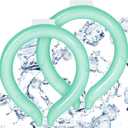 Neck Cooling Tube - Reusable Ice Ring Cooler Collar for Body in Hot Weather | Wearable 18/64 Frozen Cooling Wraps Gel Pack for Outdoor Workers & Sports, Summer Heat & Flashes 2Pcs-Green