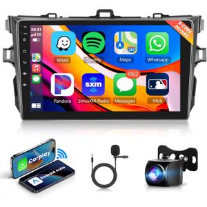 8 Core 2+64G Android Car Stereo Radio for Toyota Corolla 2009-2013 with Wireless Carplay Android Auto, 9'' Touch Screen Head Unit Bluetooth GPS Navigation Mirror Link WIFI FM/RDS DSP Backup Camera SWC