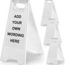4 Pack 24" Height Blank Floor Sign White A-frame Foldable Caution Sign Write-on Double Sided Safety Warning for Pool Restaurant Restroom Office, 24 x 11. 6 Inch