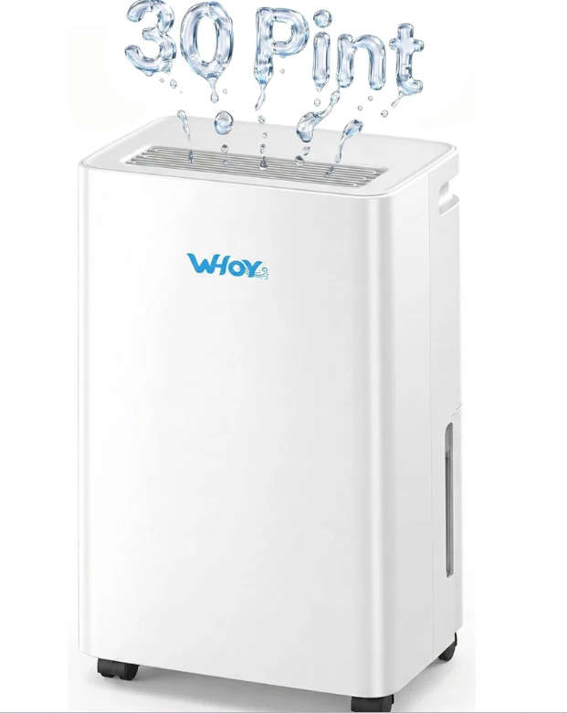 30 Pints Smart Dehumidifier with WiFi App, for Home & Bedroom Up to 2,000 Sq. Ft., Ultra Quiet with Child Lock & Laundry Dry, 1.6L Tank & Continuous Drain Hose