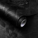 Simon&Siff Wallpaper Peel and Stick Textured, Black 3D Embossed Gothic Contact Paper Removable Waterproof Self Adhesive Wall Paper for Bedroom Bathroom DIY Decor Renter Friendly 120" x 17.3"