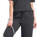 WIHOLL Two Piece Sets for Women Summer Spring Travel Vacation Outfits Short Sleeve Lounge Sets Side Slit Wide Leg Pants 2XL