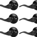 Gobrico Left Handed One-Sided 6 Pack Dummy Levers, No-Turning Door Handles in Matte Black, Wave Style Door Knob