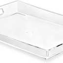 Clear Plastic Serving Tray with Handles, BPA-Free Storage Organizer Tray - Large Serving Trays 20.5"x14" Reusable Serving Platters for Appetizer, Fruit, Kitchen, Desk & Serving Tray for Party Supplies