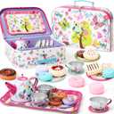 Tea Party Set for Toddlers 3–10, with Desserts & Carrying Case, child-size