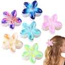 6 PCS Hawaiian Plumeria Flower Hair Clips for Women - Cute Floral Hair Claw Clips for Girls, Non-Slip Decorative Hair Accessories for Thick Hair, Beach Tropical Gifts for Women