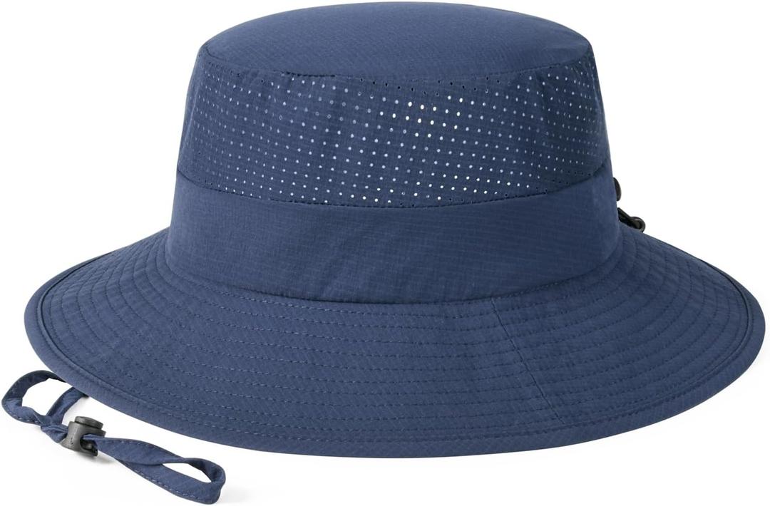 VOBOOM Sun Hats for Men Women Breathable Wide Brim Summer UV Protection Fishing Cap (Blue)