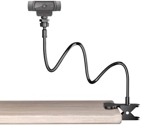 Webcam Stand Phone Mount for Desk, Small Gooseneck Desk Tripod & Tabletop Phone Holder with Clamp & 1/4" Thread, Desktop Tripod for Action Camera GoPro C922 C930e C920S C920 C615 C960 C920x Brio