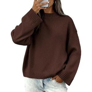 BTFBM Sweaters for Women 2025 Casual Crewneck Long Sleeve Loose Ribbed Knit Pullover Sweater Winter Clothes Fall Outfits M
