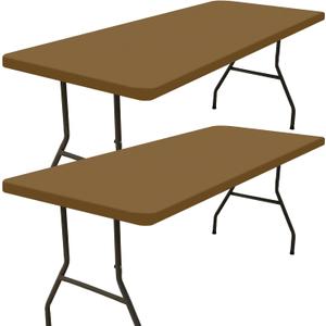 Smiry 2 Pack Rectangle Picnic Table Cloth, Waterproof Elastic Fitted Tablecloths, Washable Polyester Rectangular Patio Table Cover for Camping, Indoor and Outdoor (Brown, 30"x48")