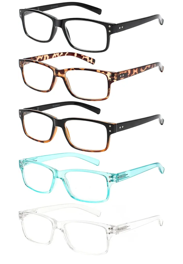 NORPERWIS Reading Glasses 5 Pairs Quality Readers Spring Hinge Glasses for Reading for Men and Women (5 Pack Mix Color -3, 2.25)
