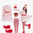 PWQMGY Elves Costume for Women Christmas Elves Outfit with Hat & Accessories,Halloween Christmas Cosplay Costumes for Adults M