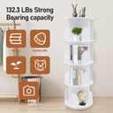 4-Tier Rotating Bookshelf Tower 360 Spinning Bookcase Organizer, White Revolving Book Shelf with 16 Compartments, Freestanding Corner Bookshelf for Bedroom, Living Room, Office, 132 lbs Capacity, 15.8 inches x 45.5 inches x 10.6 inches