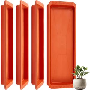 Pack of 4 Rectangle Plant Tray 24 x 8 x 1.6 Inch Terracotta Plastic Plant Saucer Flower Drip Trays for Drainage Germination Garden Indoor Outdoor Use Pack of 4 Rectangle Plant Tray 24 x 8 x 1.6 Inch Terracotta Plastic Plant Saucer Flower Drip Trays for Drainage Germination Garden Indoor Outdoor Use