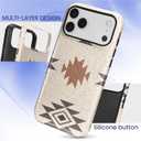 Compatible with iPhone 17 Pro Max Matte Case for Girl Boy Full Body Design Soft Silicone Drop Shock Scratch Protection Crazy Pattern Western Boho Aztec