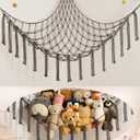 Stuffed Animal Storage Hammock Net - Toy Hammock Net for Stuffed Animals Corner - Hanging Stuff Animal Organizer Holder Large Size Baby Nursery Room Decor-Grey