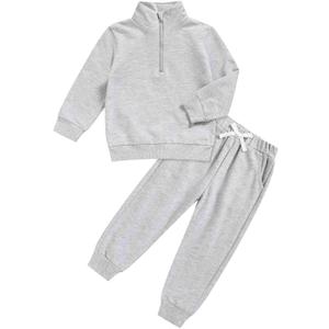 GRNSHTS Toddler Matching Outfits Boy and Girl Fall Clothes Baby Long Sleeve Winter Sweatsuit Sets 2-6Y (3T, Grey)