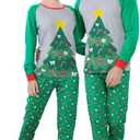 Benaive Matching Family Christmas Pajamas Set Boys Girls Holiday Pjs for Women Men Sleepwear (Green, S)