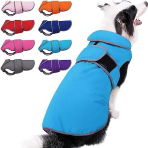 MIGOHI Warm Dog Coat Winter Dog Jacket,Waterproof Cold Weather Coats for Dogs,Fleece Jacket for Small Medium Large Dogs,Reflective Thick Fleece Vest with Leash Hole (3XL, Azure)