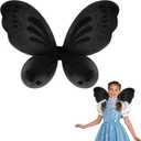 ZIRICHER Big Fairy Wings For Girls, Butterfly Fairy Wings Kids Costume Show Birthday Party Gift (Black)
